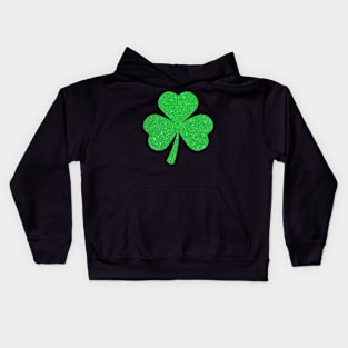 St Patricks Day, Faux Glitter 3 Leaf Clover Kids Hoodie